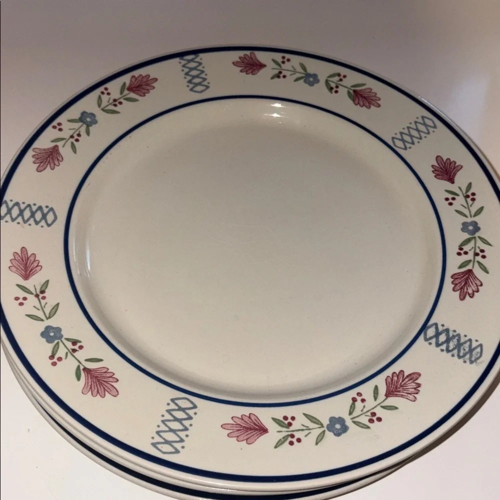 Set of 4 1986 Country Granny Cottage Core Dinner Plates Deere Park Stoneware